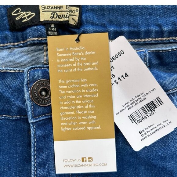Suzanne Betro Mia Wide Leg Ankle Jeans SIZE 16 NWT - Picture 4 of 5